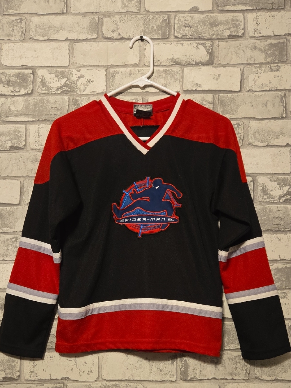 Vintage Marvel Black and Red Spider-Man 2 Kids Hockey Jersey